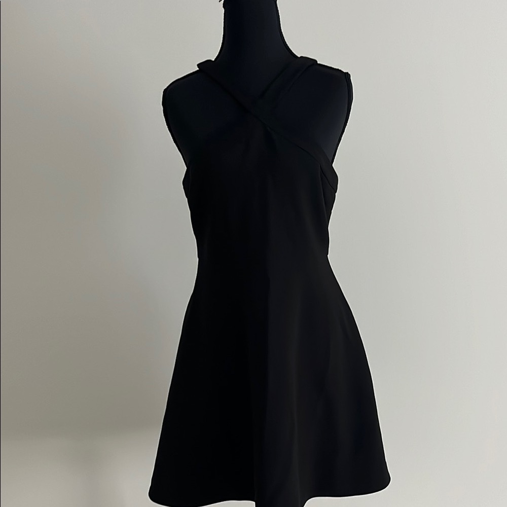 Likely Black Cross-Strap Mini A-Line Dress
